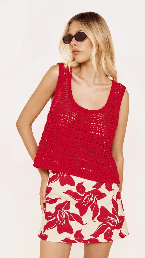 Mink Pink Anais Knit Tank | Red