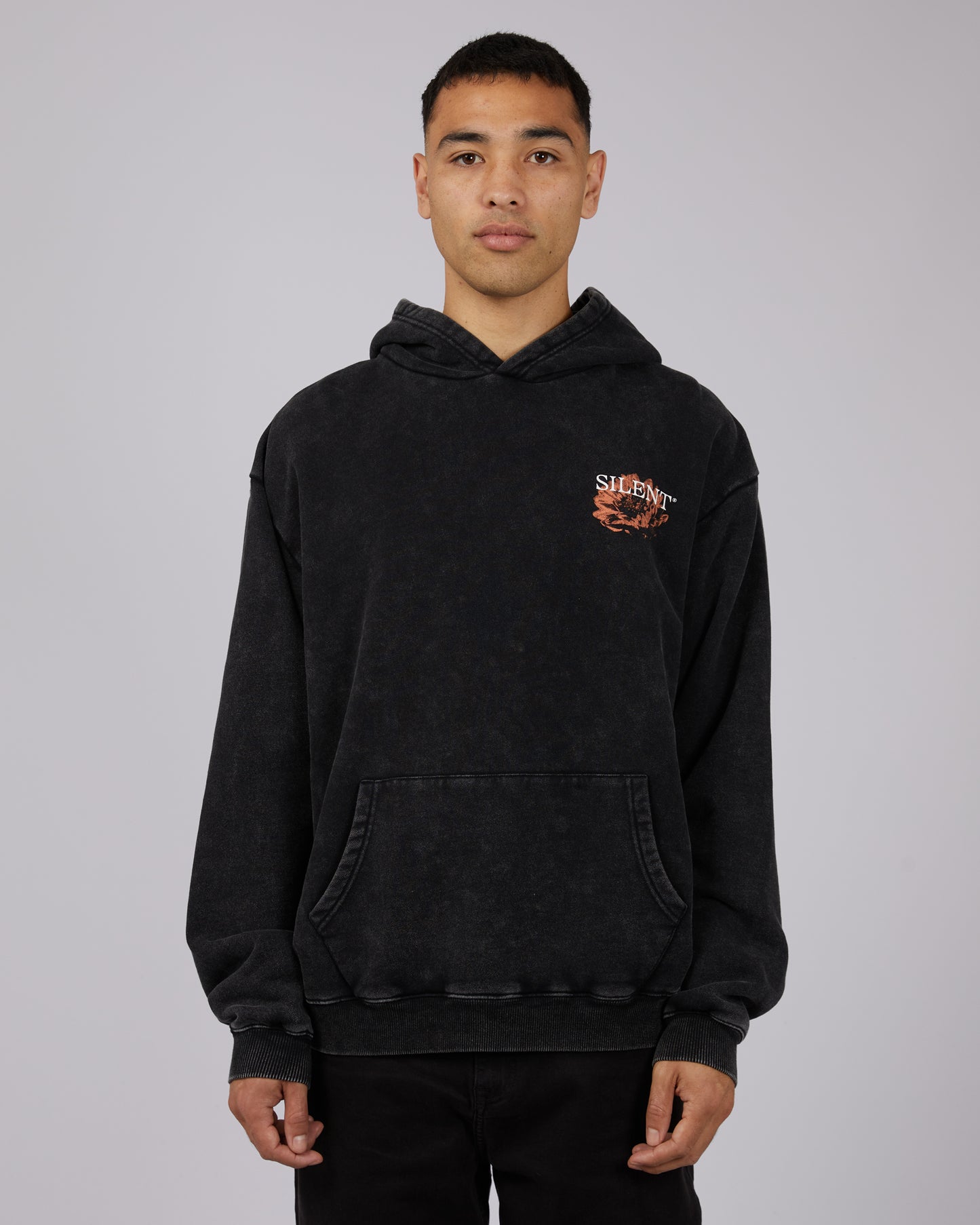 SILENT THEORY BLOOM HOODIE WASHED BLACK