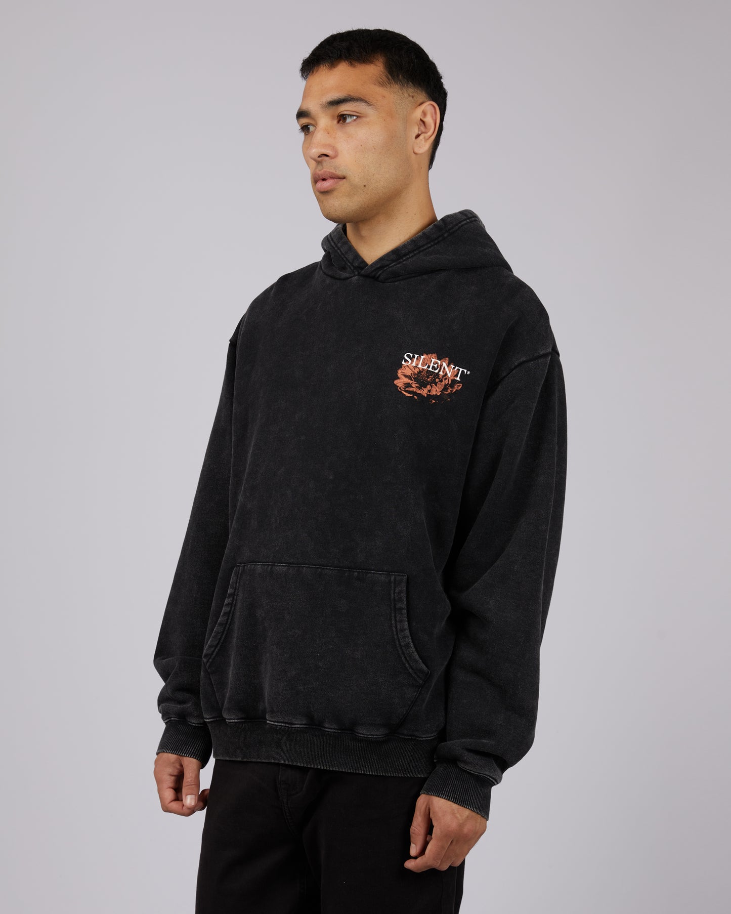 SILENT THEORY BLOOM HOODIE WASHED BLACK