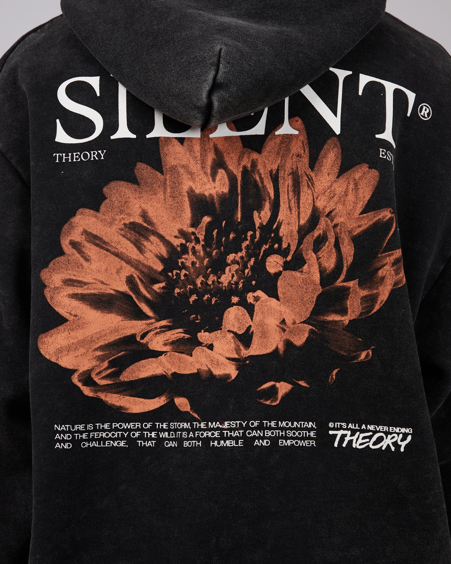 SILENT THEORY BLOOM HOODIE WASHED BLACK