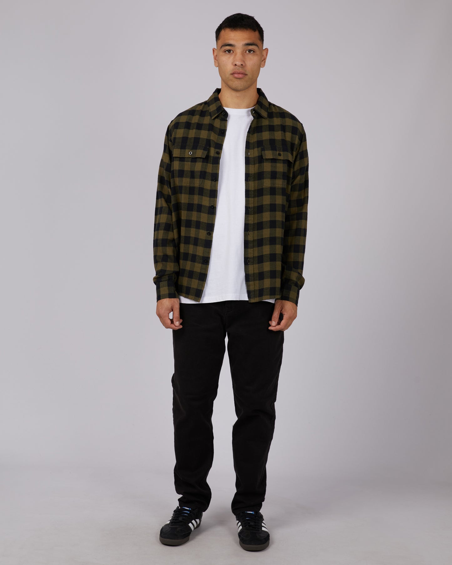 SILENT THEORY BOULDER CHECK SHIRT KHAKI