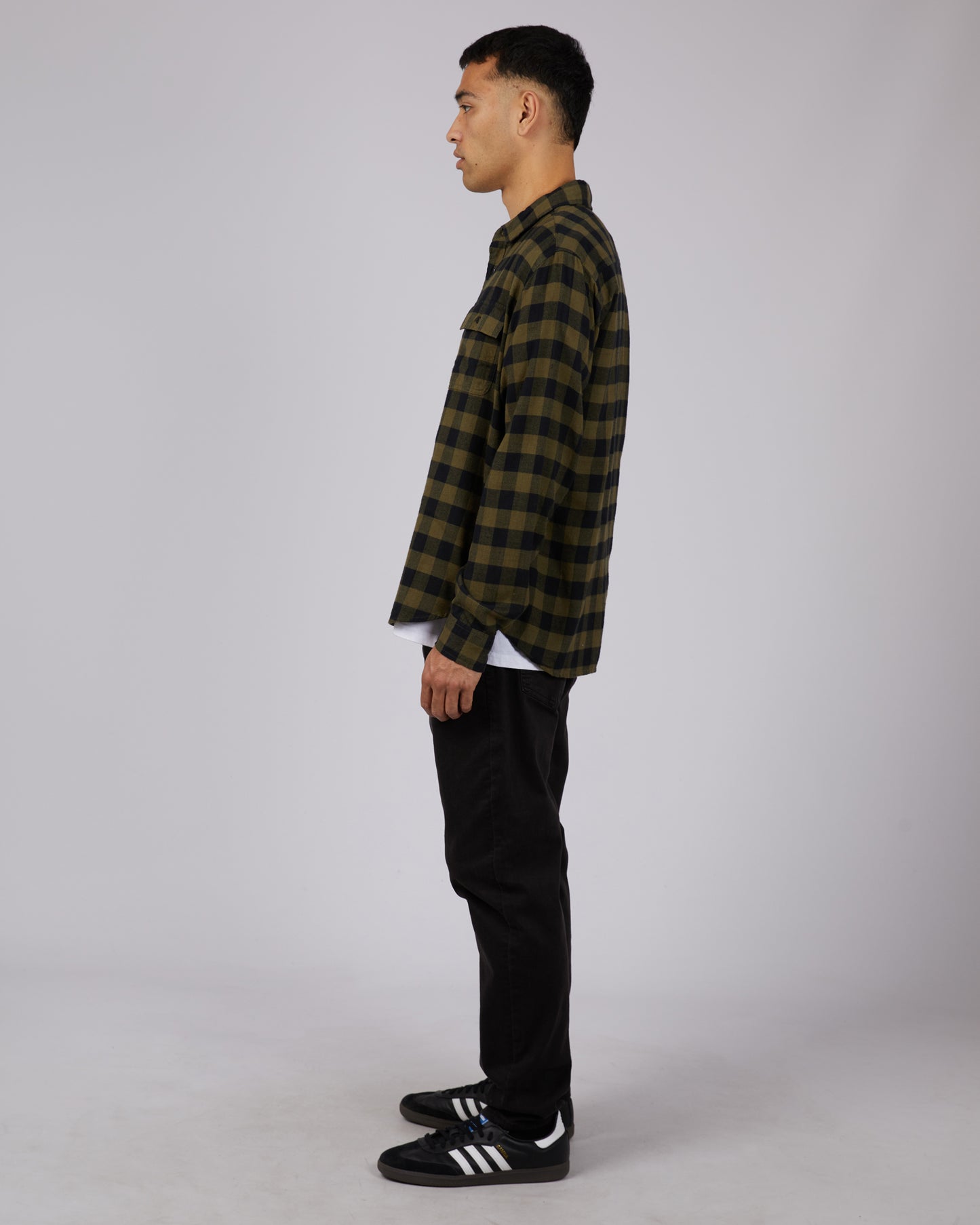 SILENT THEORY BOULDER CHECK SHIRT KHAKI