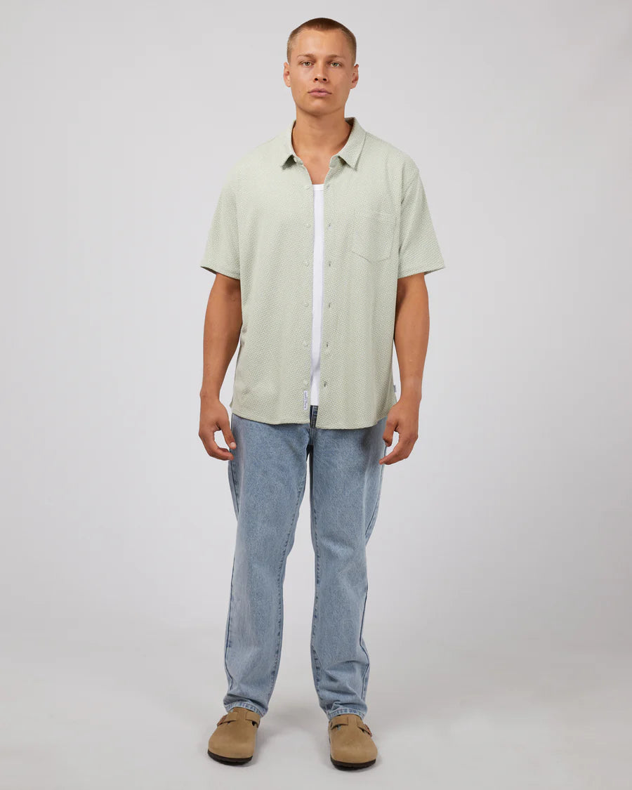 SILENT THEORY TEXTURED SHORT SLEEVE SHIRT SAGE