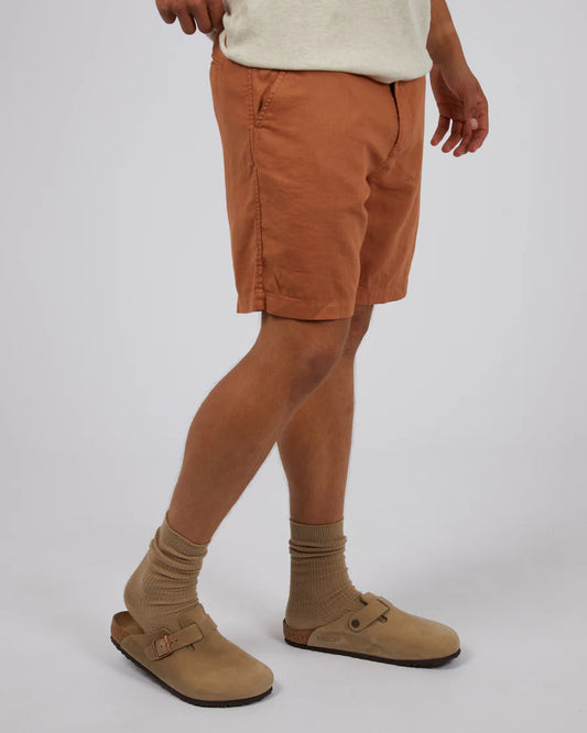 SILENT THEORY TAB LINEN SHORT TAN