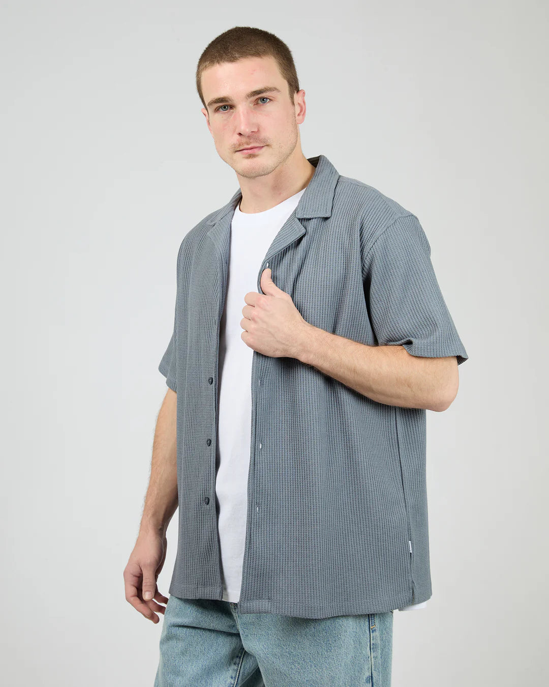 SILENT THEORY SESSION WAFFLE SS SHIRT STEEL
