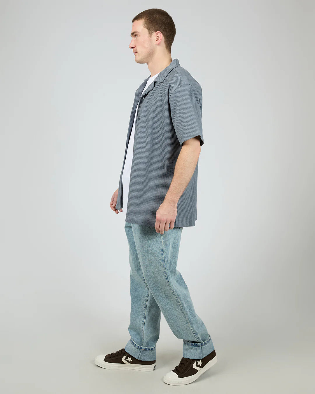 SILENT THEORY SESSION WAFFLE SS SHIRT STEEL