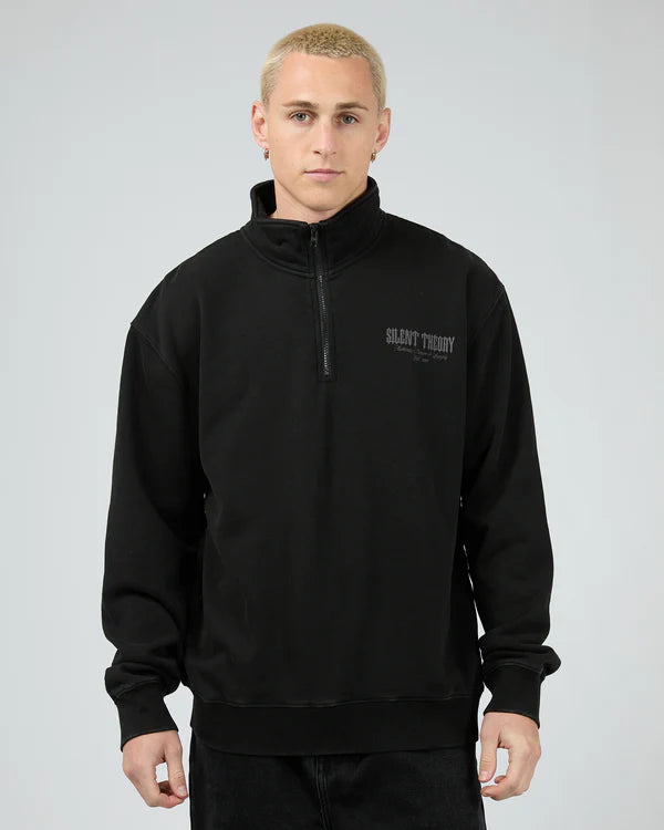 SILENT THEORY CONFLICT QUARTER ZIP WASHED BLACK