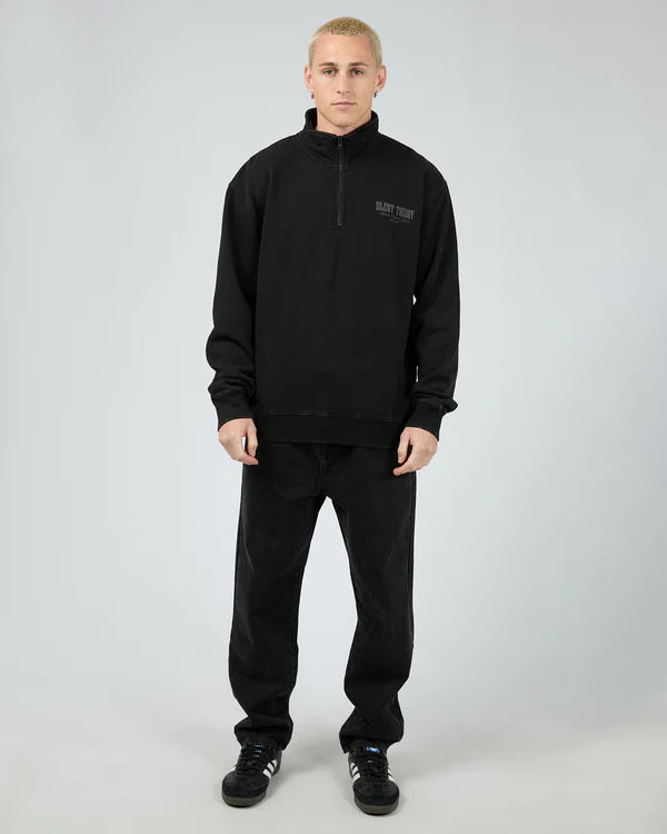 SILENT THEORY CONFLICT QUARTER ZIP WASHED BLACK