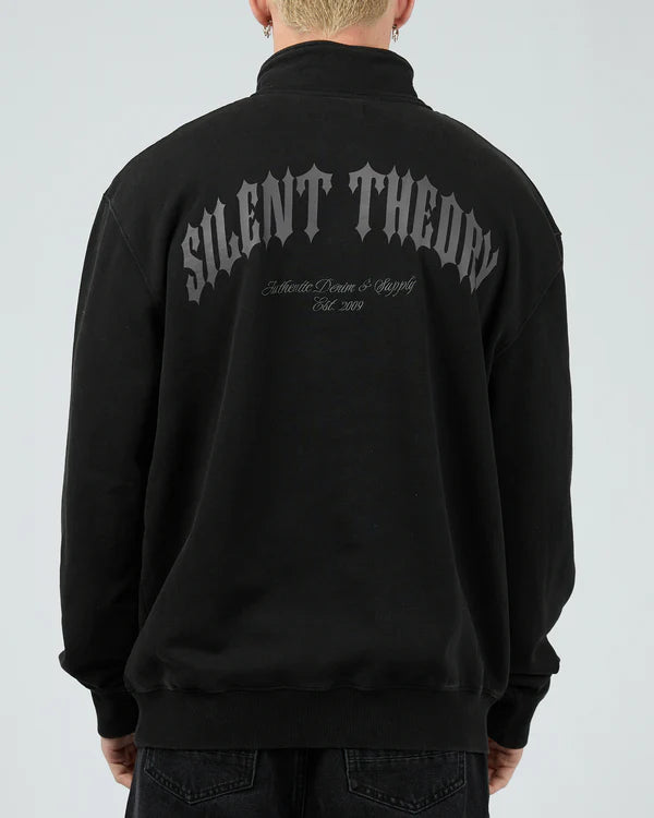 SILENT THEORY CONFLICT QUARTER ZIP WASHED BLACK