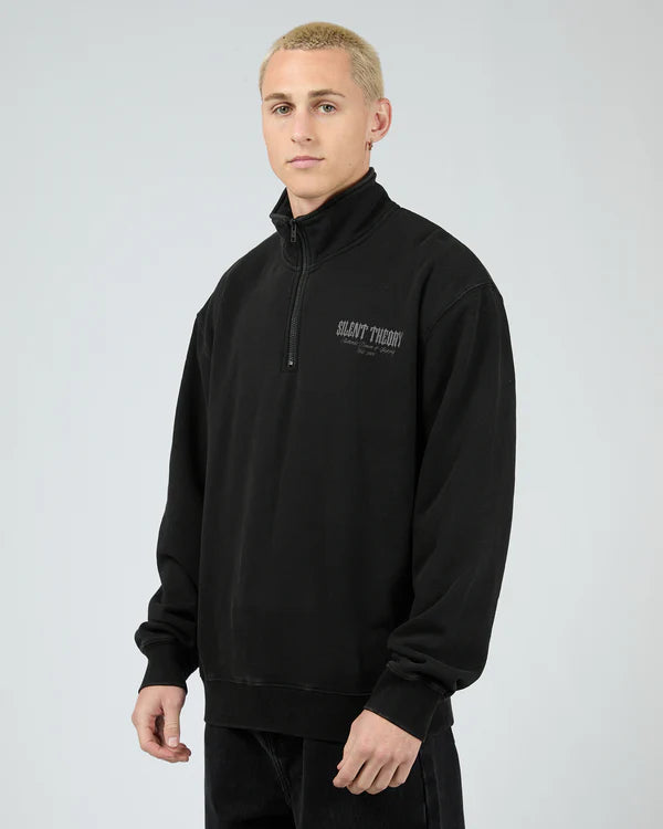SILENT THEORY CONFLICT QUARTER ZIP WASHED BLACK