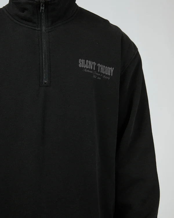 SILENT THEORY CONFLICT QUARTER ZIP WASHED BLACK