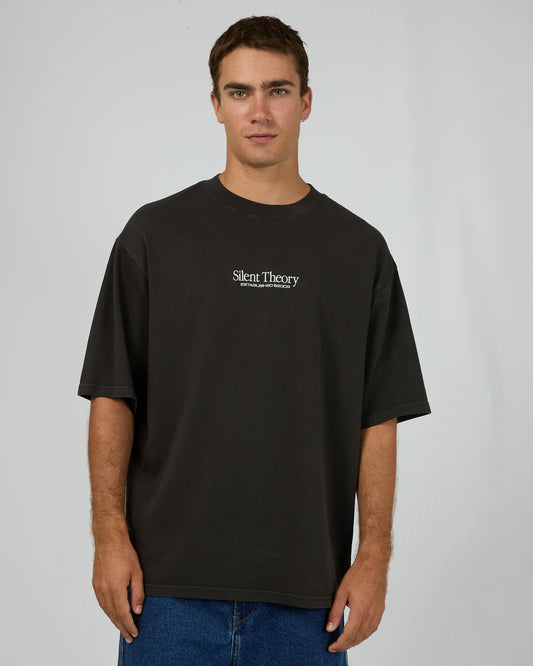 SILENT THEORY CLASSIC EMB TEE CHARCOAL