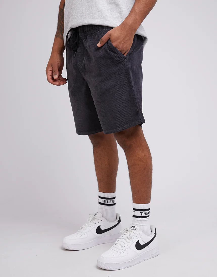 SILENT THEORY CORD SHORT WASHED BLACK