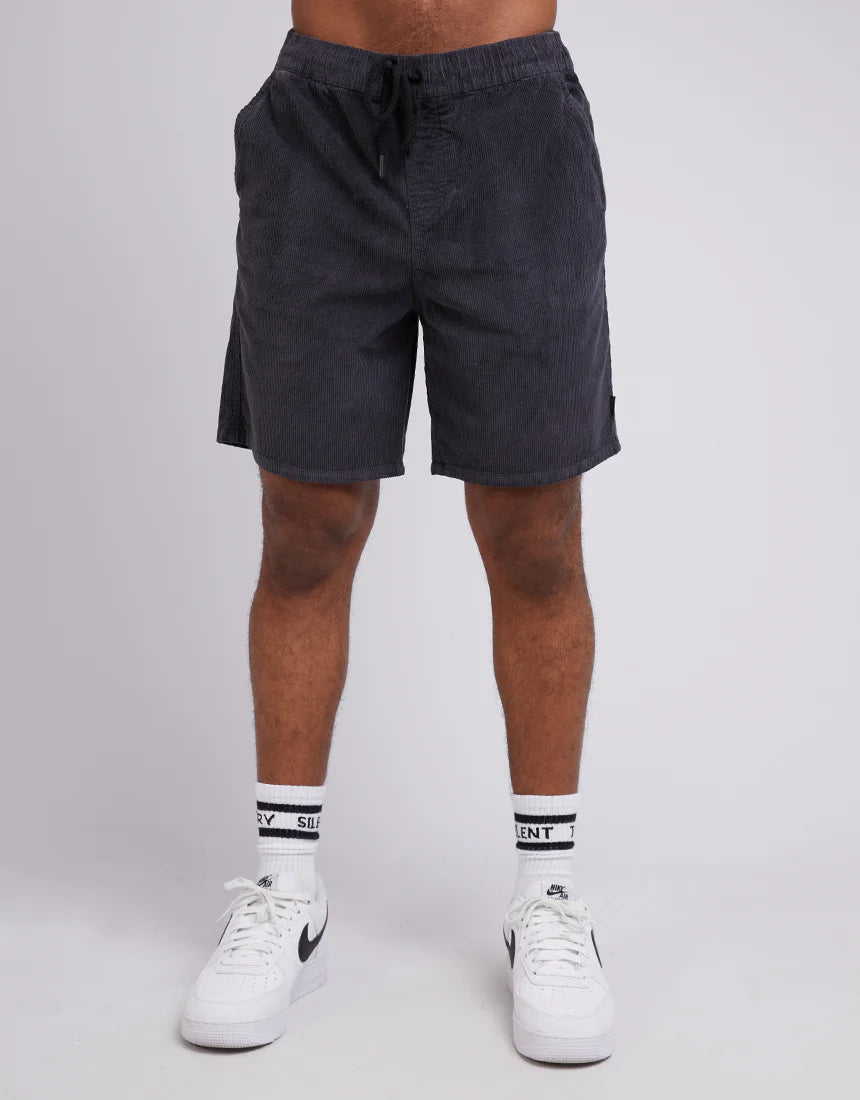 SILENT THEORY CORD SHORT WASHED BLACK