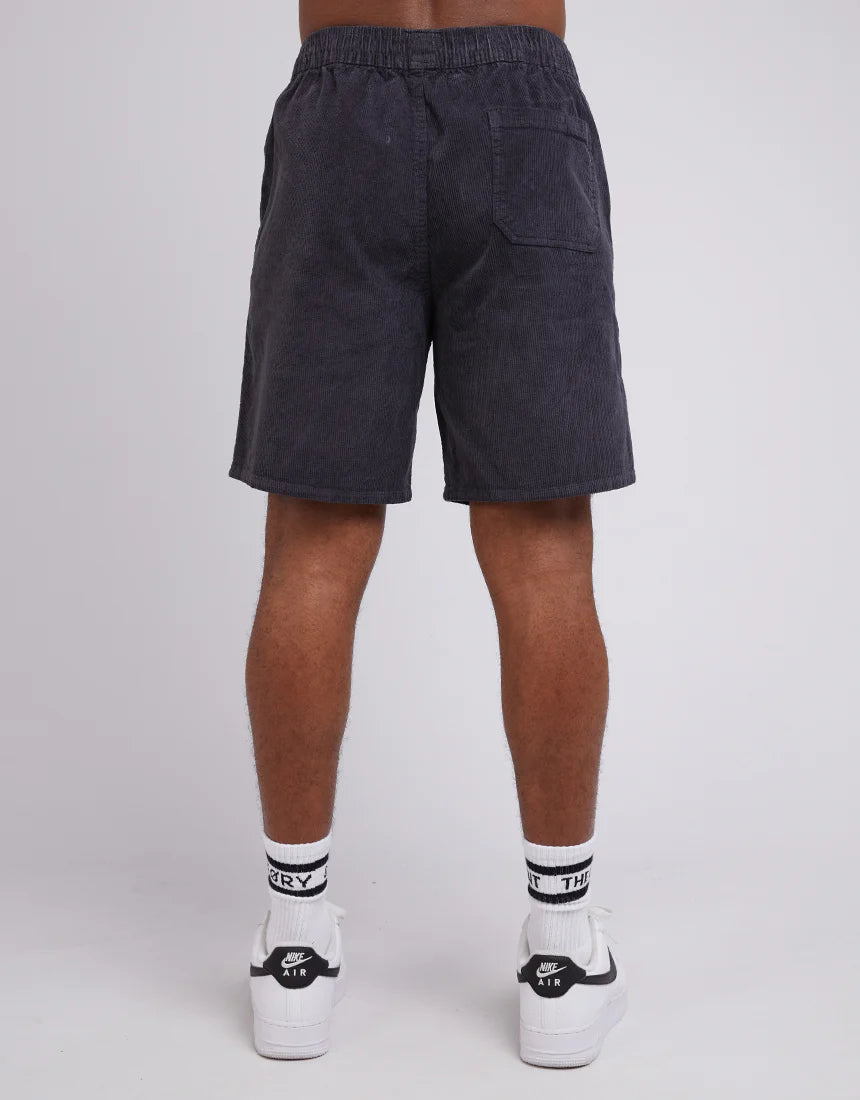 SILENT THEORY CORD SHORT WASHED BLACK