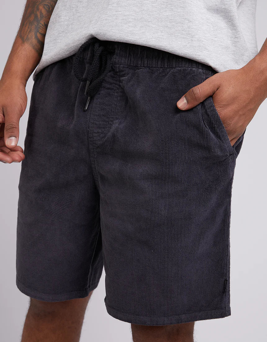 SILENT THEORY CORD SHORT WASHED BLACK