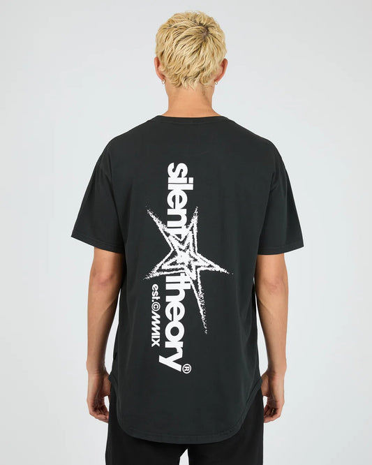 Silent Theory Chaos Scoop Tee | Washed Black