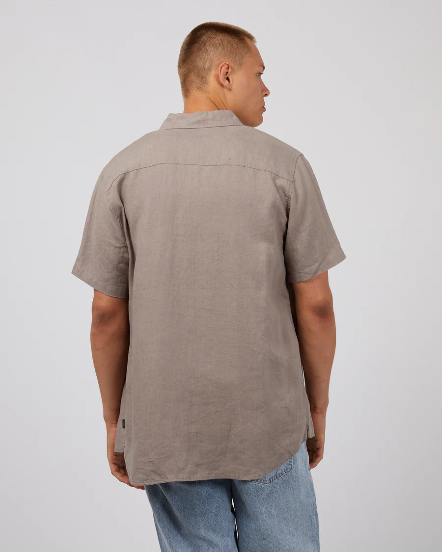 SILENT THEORY LINEN SS SHIRT MUSHROOM