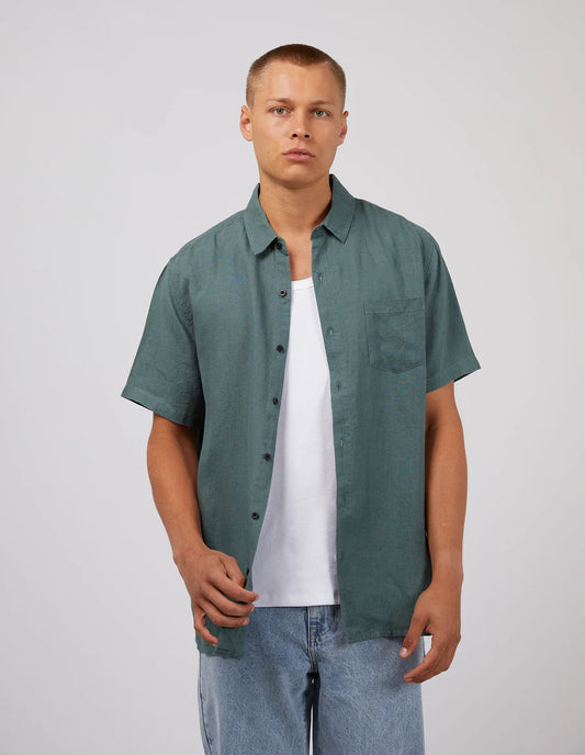 SILENT THEORY LINEN SS SHIRT PINE