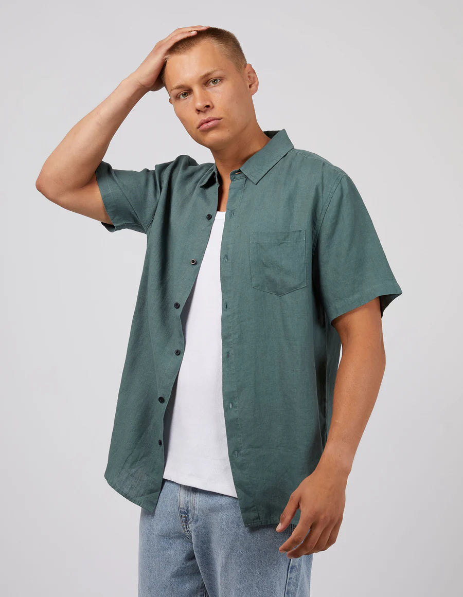 SILENT THEORY LINEN SS SHIRT PINE