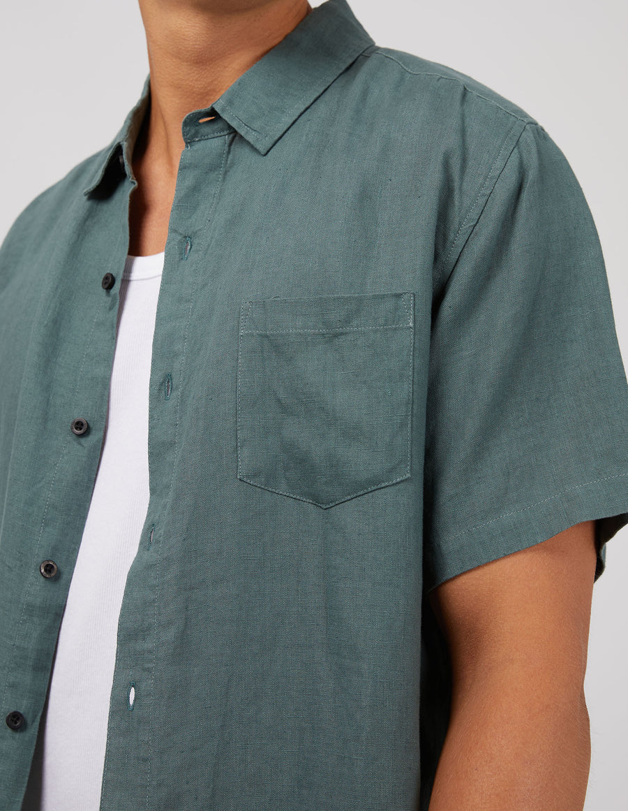 SILENT THEORY LINEN SS SHIRT PINE