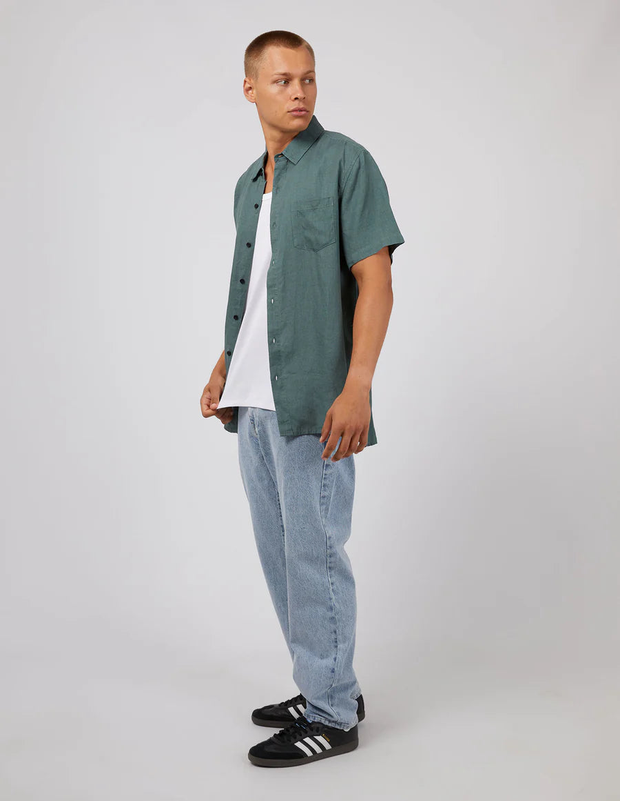 SILENT THEORY LINEN SS SHIRT PINE