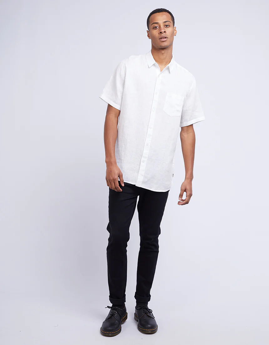 SILENT THEORY LINEN SHORT SLEEVE SHIRT WHITE