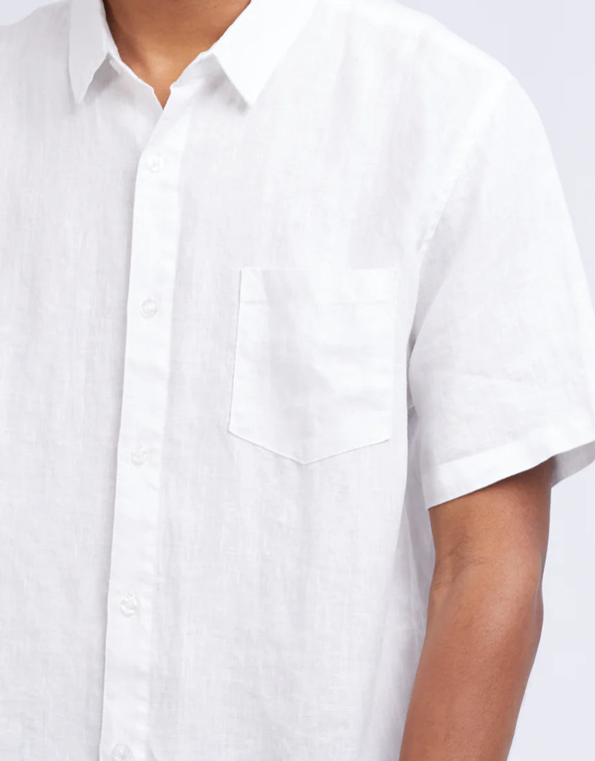 SILENT THEORY LINEN SHORT SLEEVE SHIRT WHITE