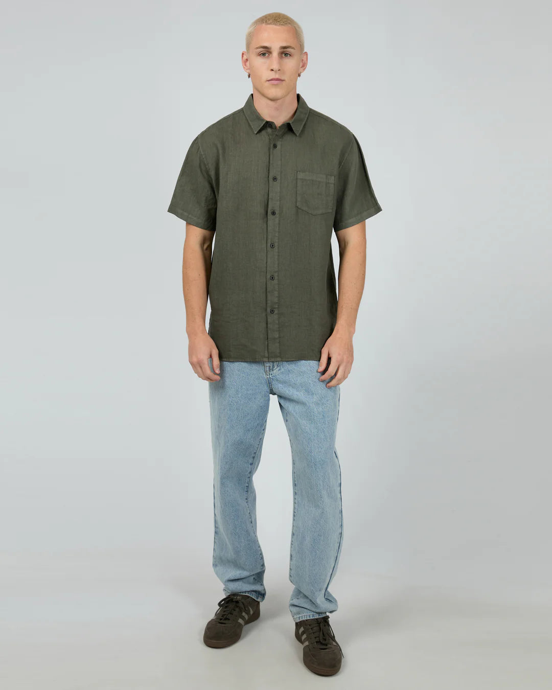 Silent Theory Linen Short Sleeve Shirt ll | Khaki