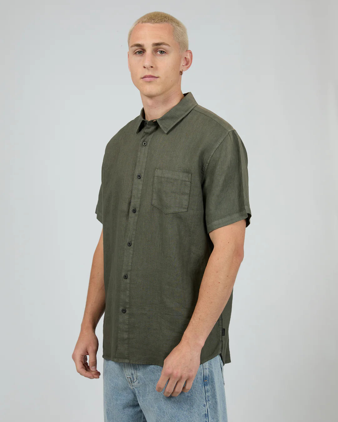 Silent Theory Linen Short Sleeve Shirt ll | Khaki