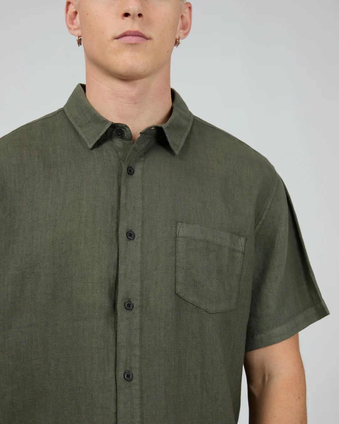 Silent Theory Linen Short Sleeve Shirt ll | Khaki