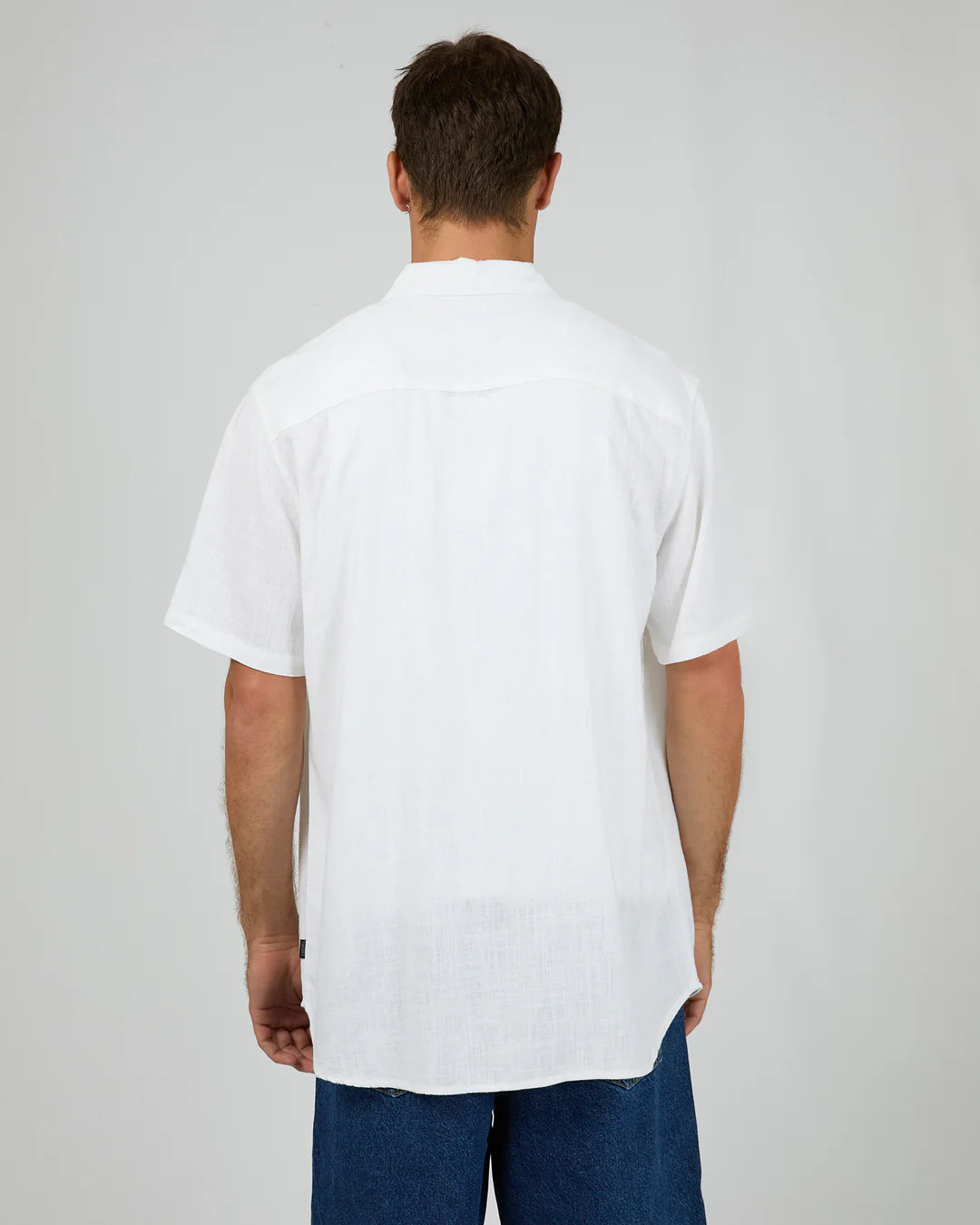 SILENT THEORY TEXTURED LINEN SS SHIRT WHITE