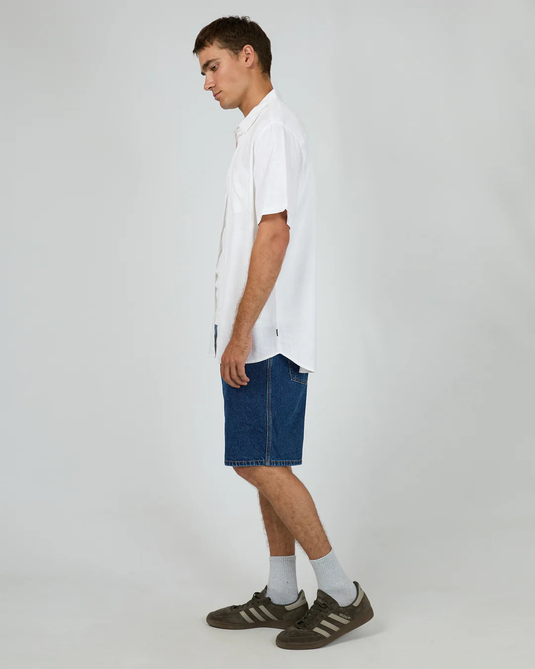 SILENT THEORY TEXTURED LINEN SS SHIRT WHITE