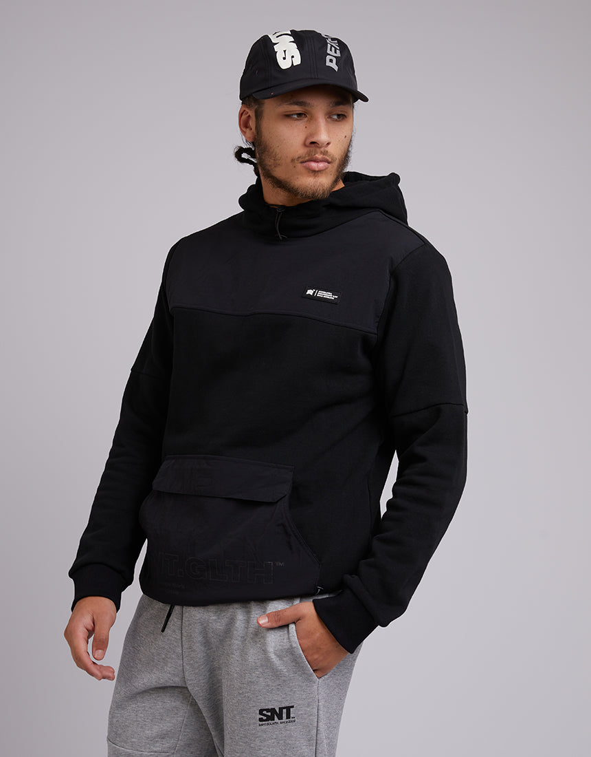 ST GOLIATH PANELLED HOODY BLACK