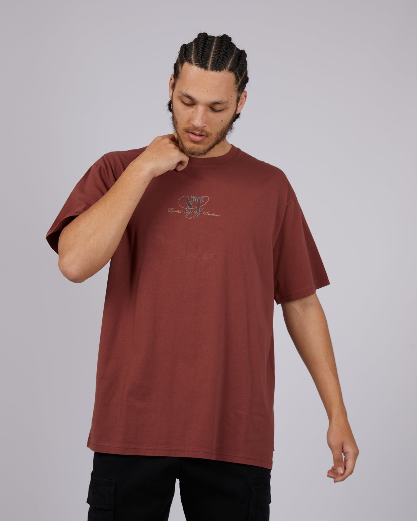 ST GOLIATH LOOPED TEE MAHOGANY