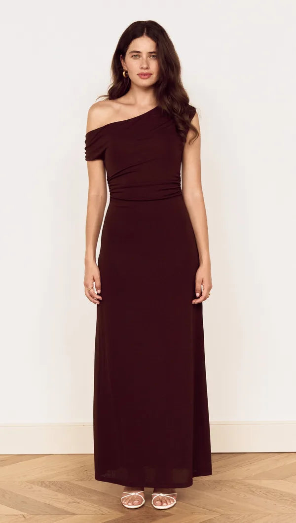 Mink Pink Aster Mesh Midi Dress | Chocolate