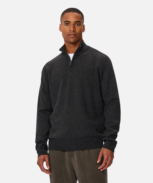 INDUSTRIE THE LAKEWOOD ZIP NECK KNIT CHARCOAL 2.0