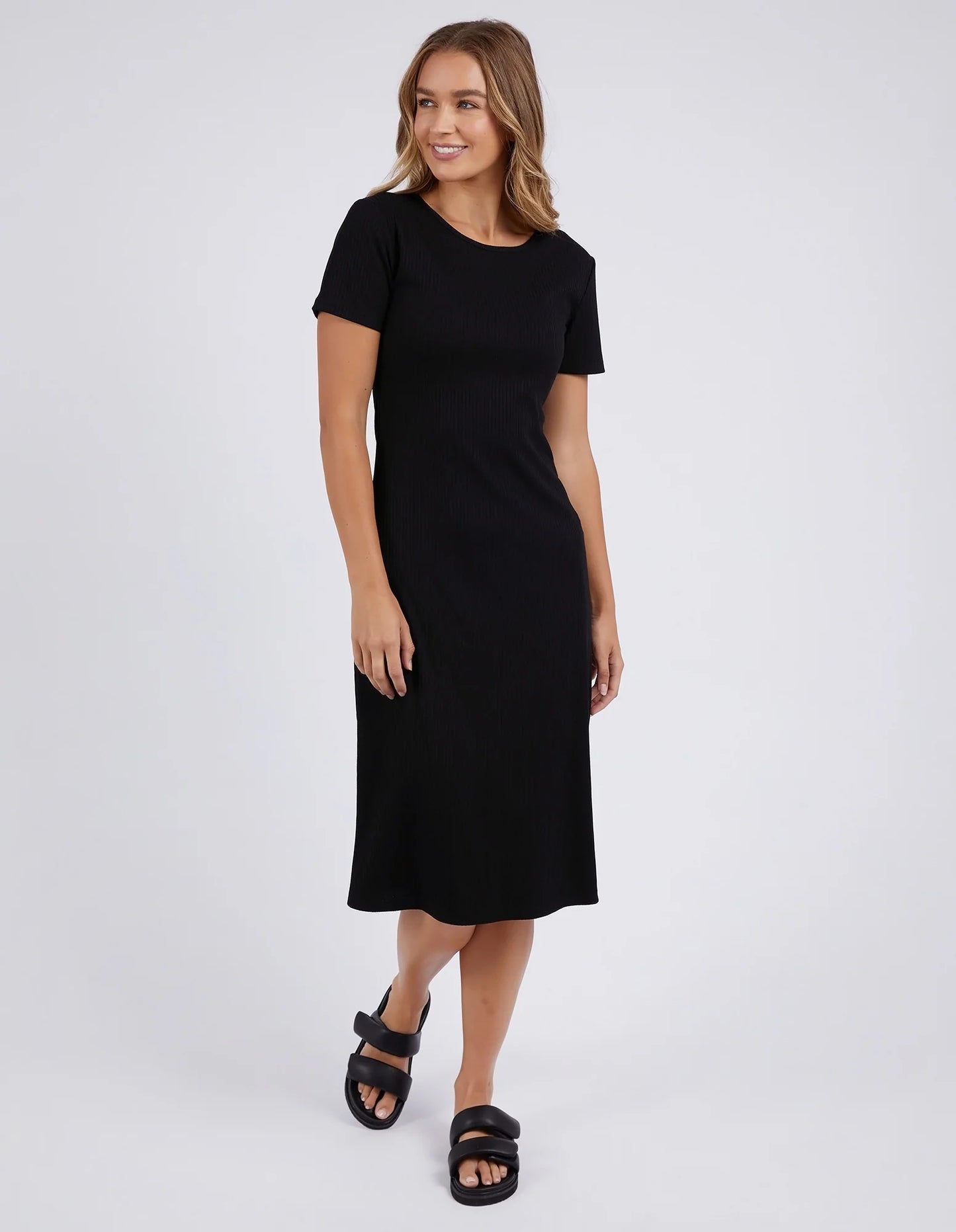 FOXWOOD NEVE RIB DRESS BLACK