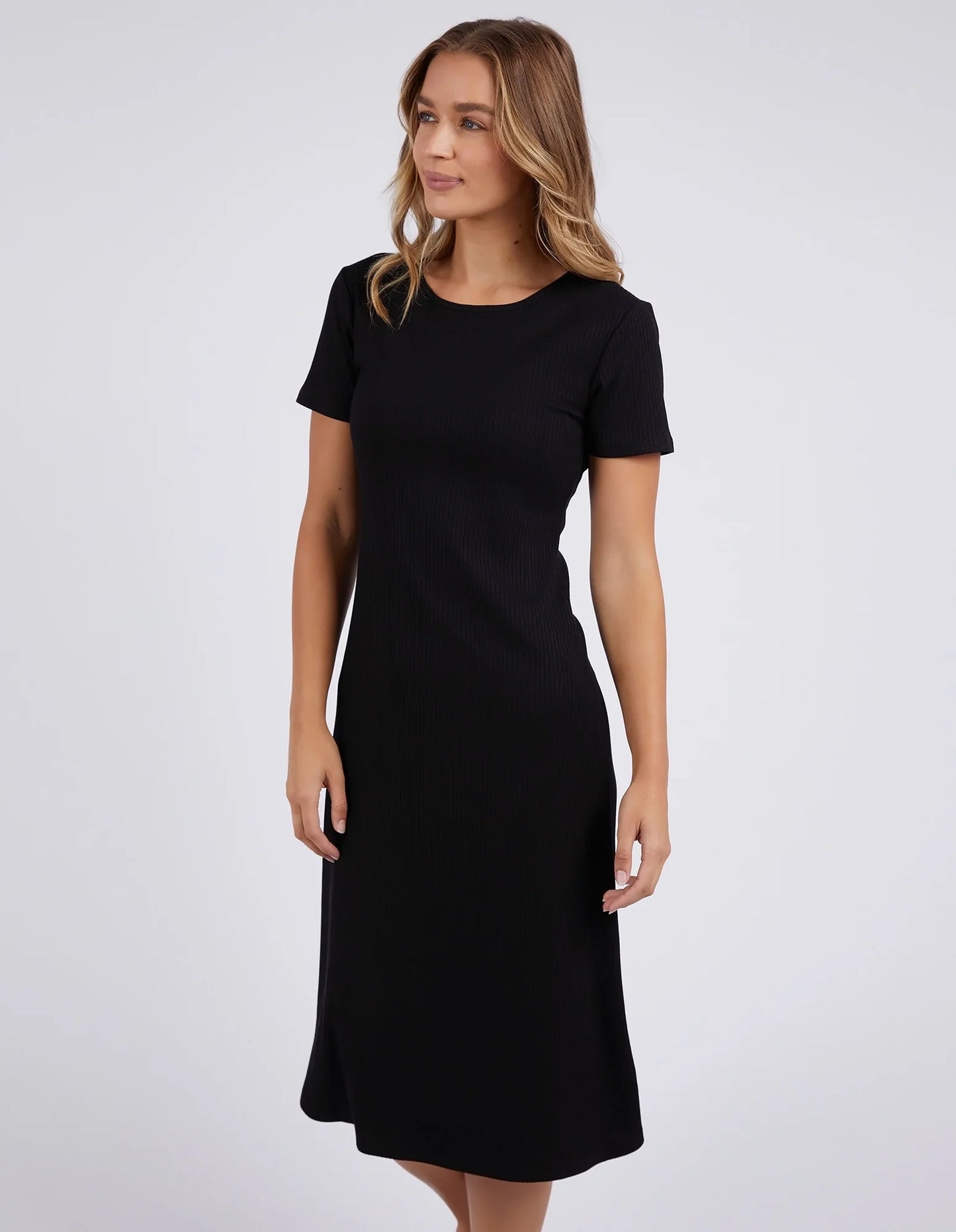 FOXWOOD NEVE RIB DRESS BLACK