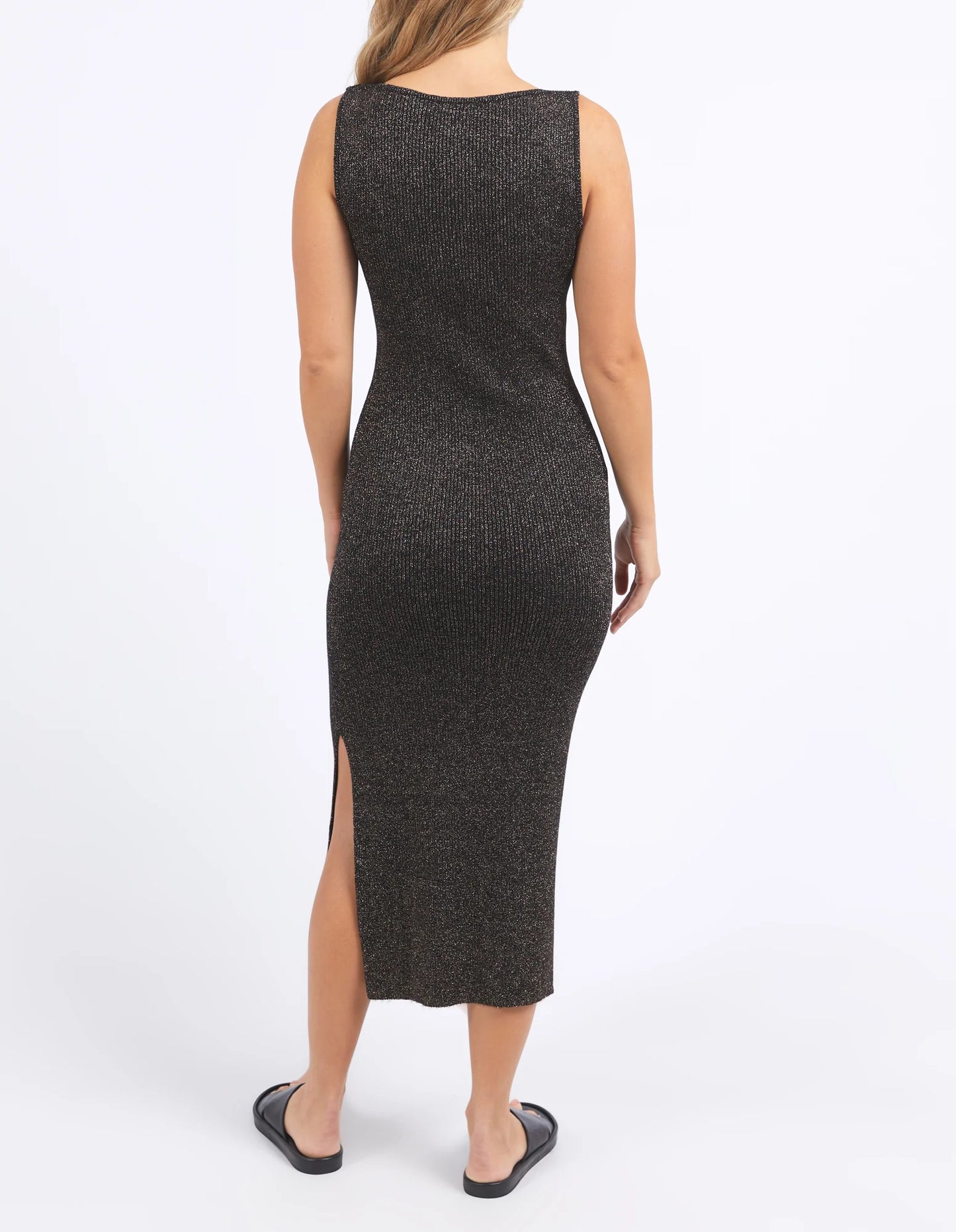 FOXWOOD TESSA METALLIC KNIT DRESS BLACK