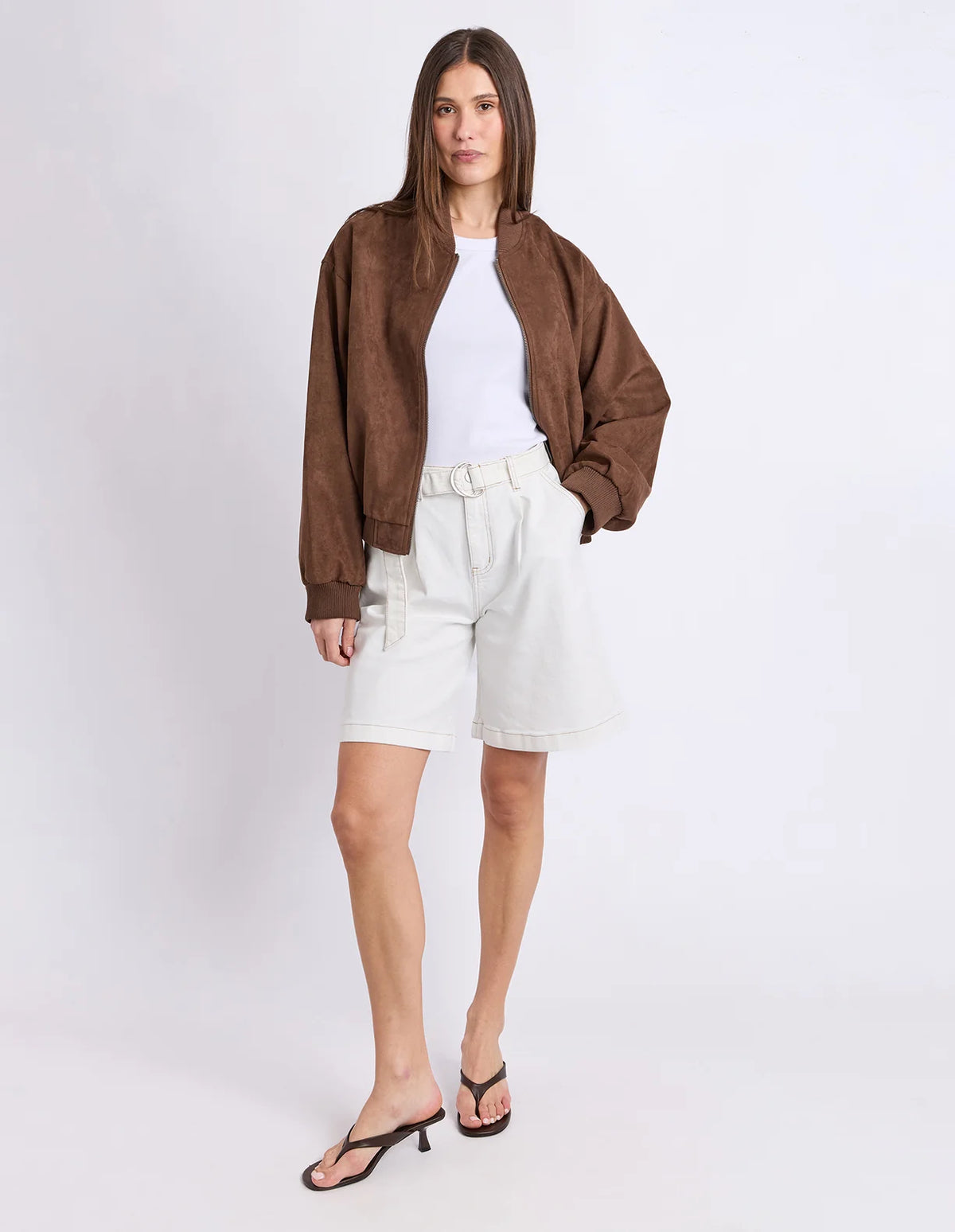 Foxwood Evie Suede Bomber | Chocolate
