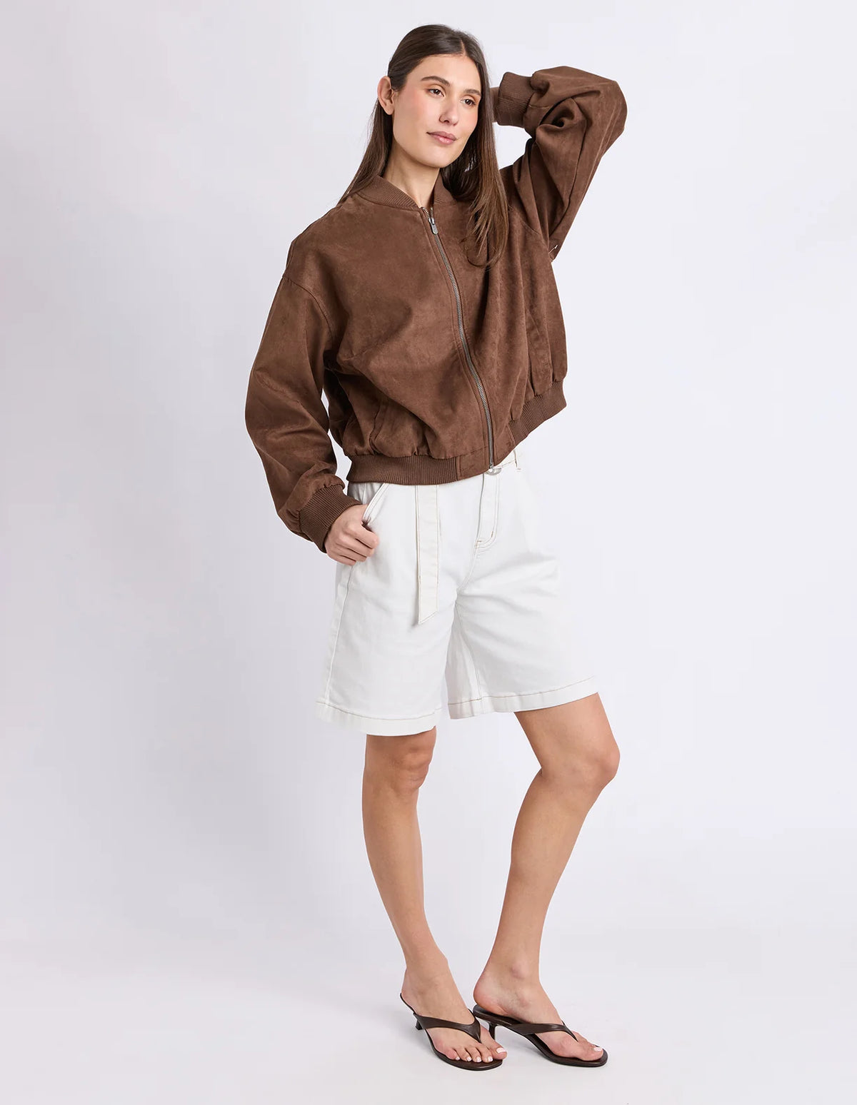 Foxwood Evie Suede Bomber | Chocolate