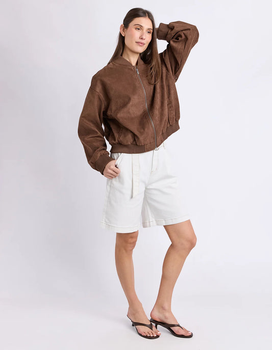 Foxwood Evie Suede Bomber | Chocolate