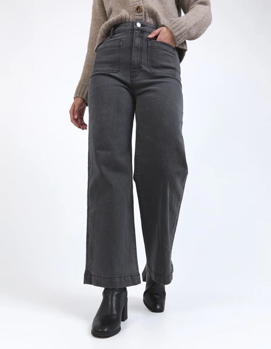 Foxwood Sarah Wide Leg Jean | Washed Black