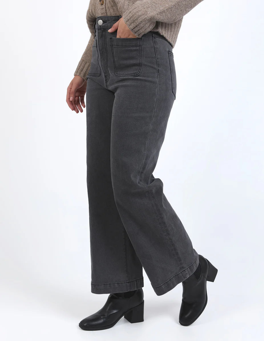 Foxwood Sarah Wide Leg Jean | Washed Black