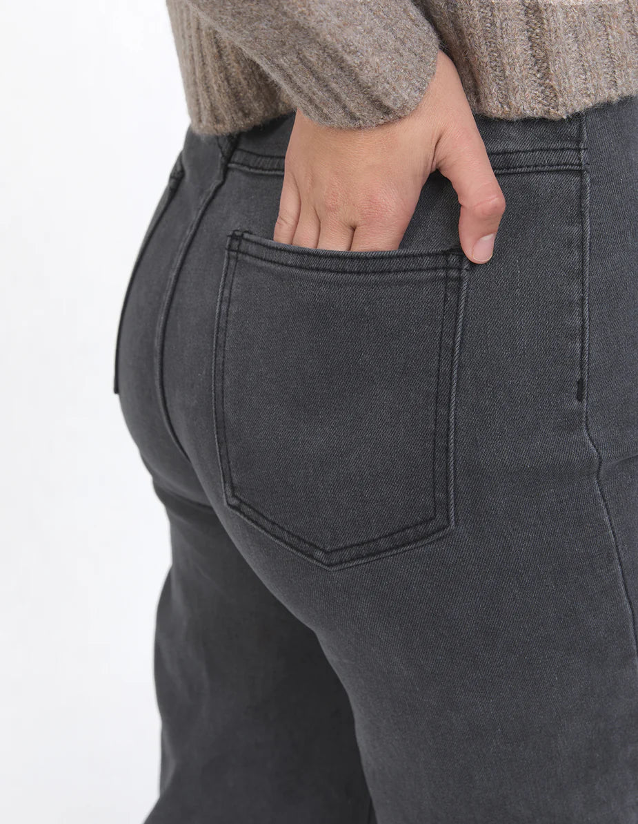 Foxwood Sarah Wide Leg Jean | Washed Black