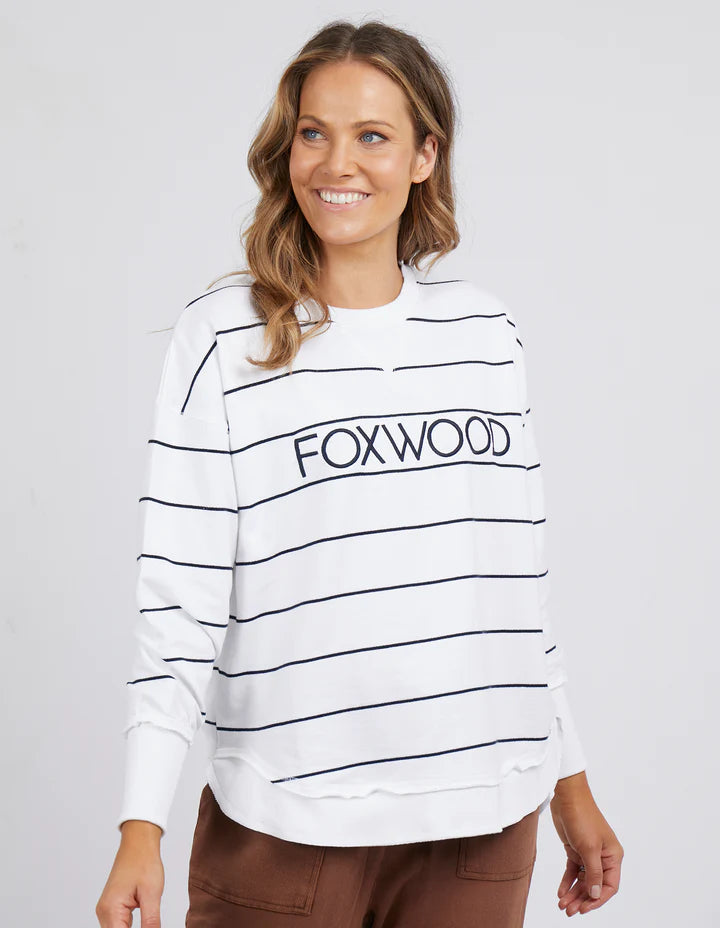 FOXWOOD CLASSIC STRIPE SIMPLIFIED CREW WHITE/NAVY