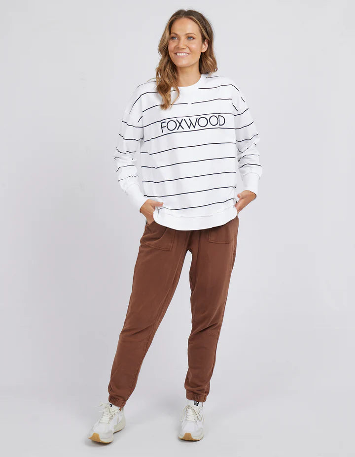 FOXWOOD CLASSIC STRIPE SIMPLIFIED CREW WHITE/NAVY