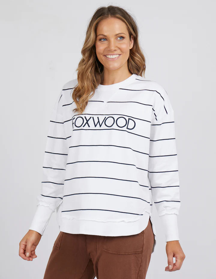 FOXWOOD CLASSIC STRIPE SIMPLIFIED CREW WHITE/NAVY