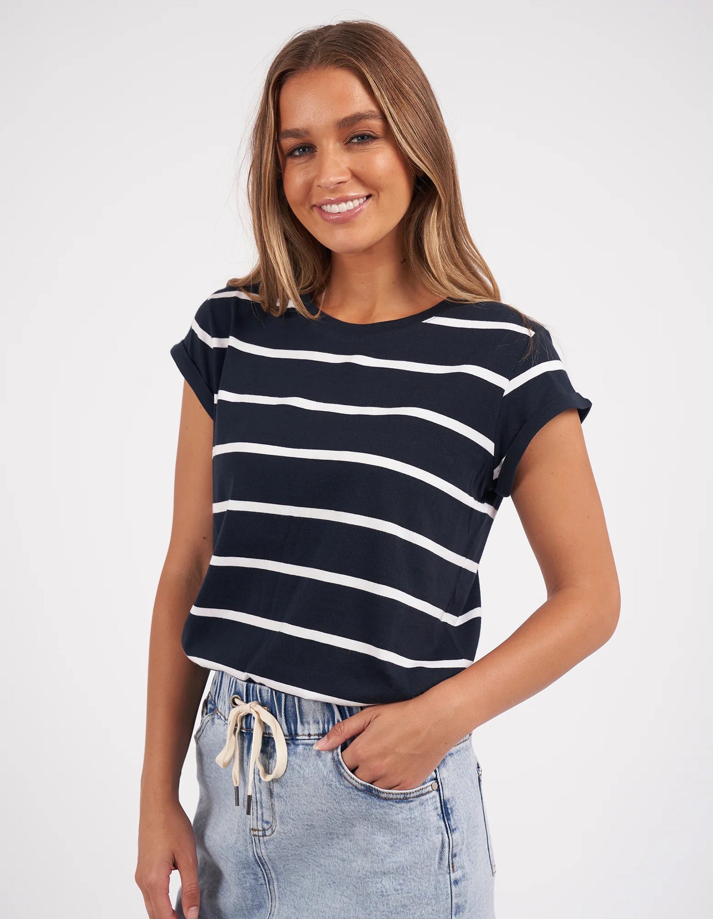 FOXWOOD MANLY STRIPE TEE NAVY